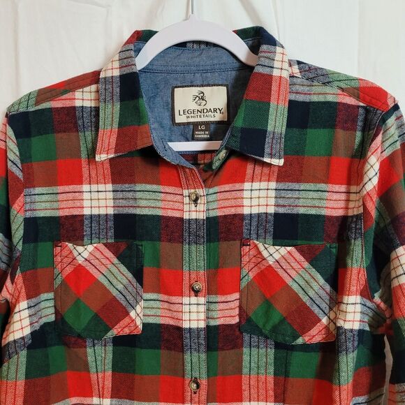 Legendary Whitetails Cotton Plaid Flannel Shirt Women's Large L Country Basic - Picture 3 of 11